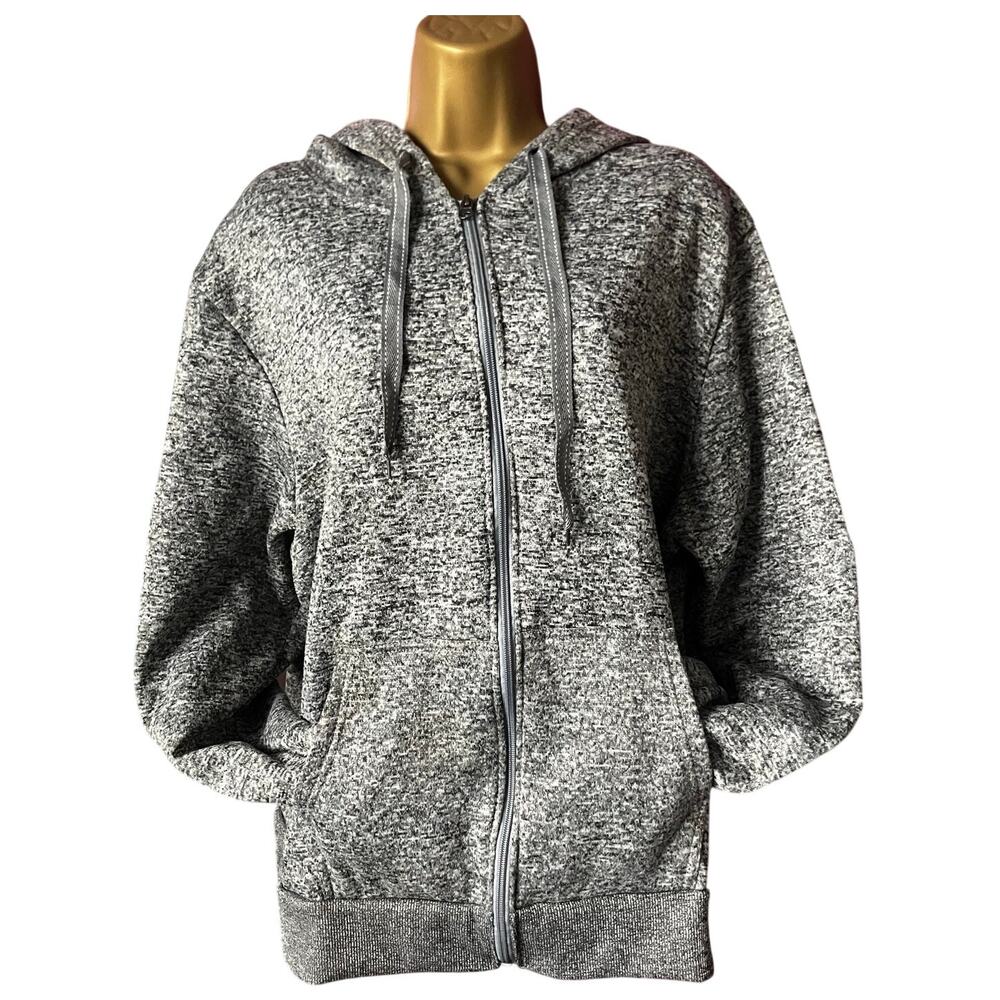 RAG Heathered Gray Full Zip Hoodie 2X Soft Marled Casual Lounge Core Plus